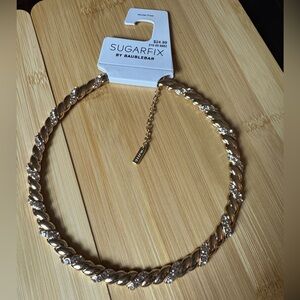 SUGARFIX by BaubleBar‎ Gold Twist Chain Necklace with Crystals